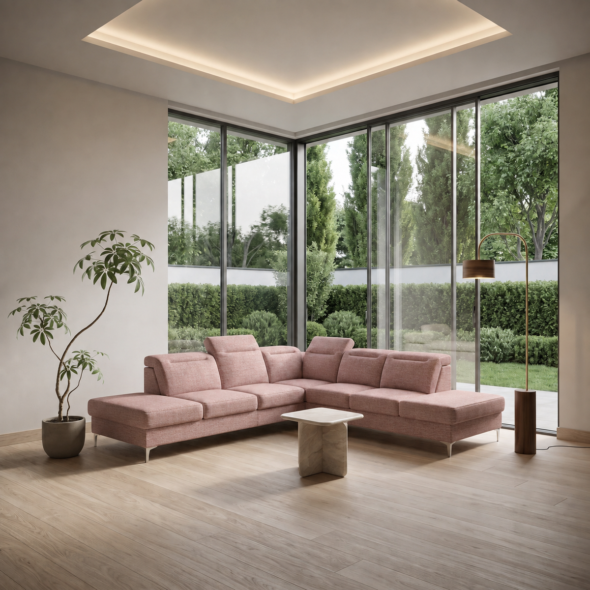 OSLO MAX Ecksofa 295x295 cm, Gemma 61, Altrosa