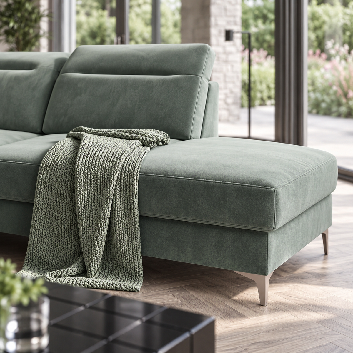 OSLO MINI Ecksofa 295x180 cm mit Schlaffunktion und Bettkasten - Stoff Gemma 59, Rotwein