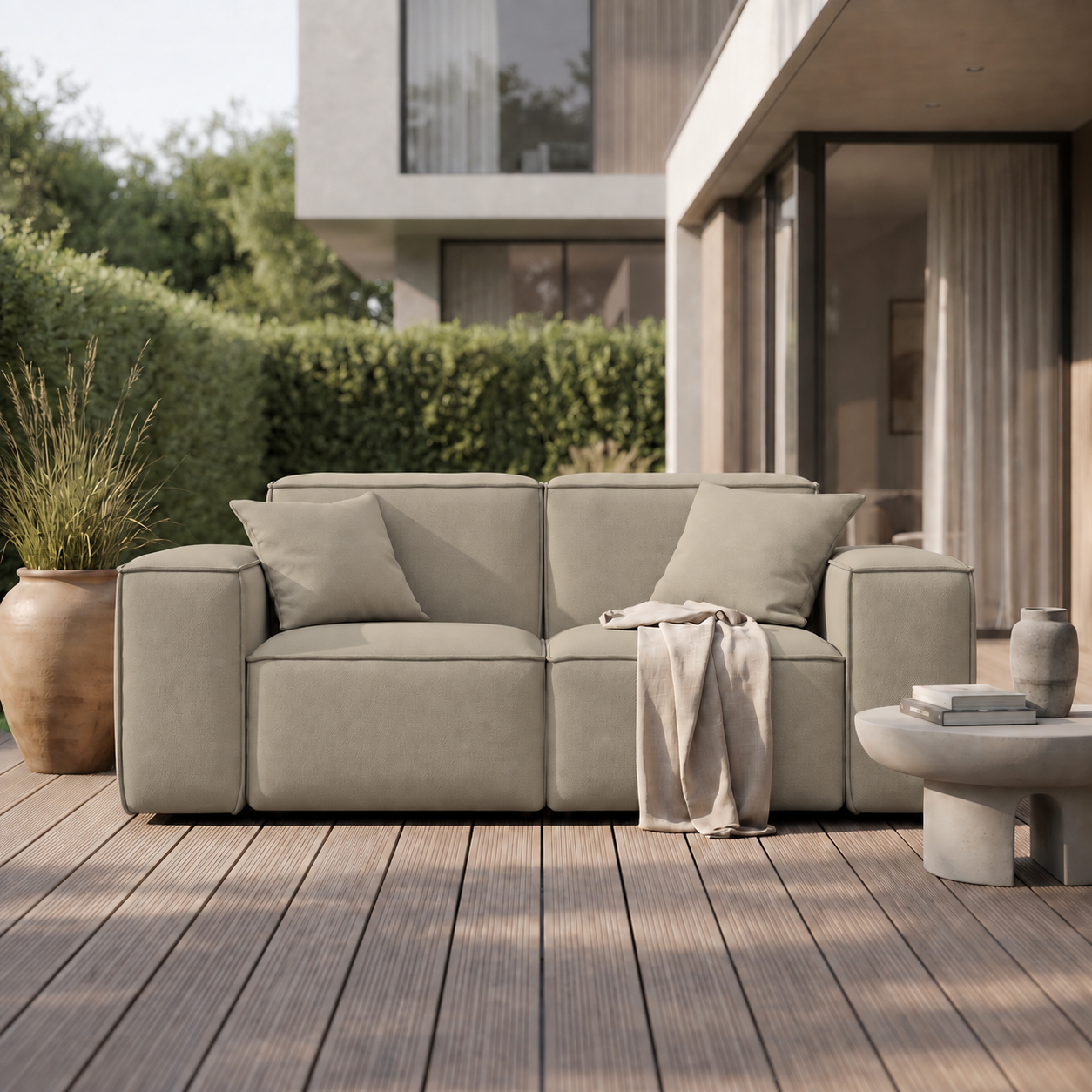 PATIO 2-Sitzer Gartensofa stilvoll komfortabel wetterfest, Beige - Toffee