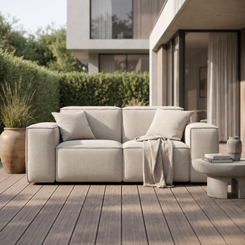 PATIO 2-Sitzer Gartensofa stilvoll komfortabel wetterfest, Hellbeige - Ice