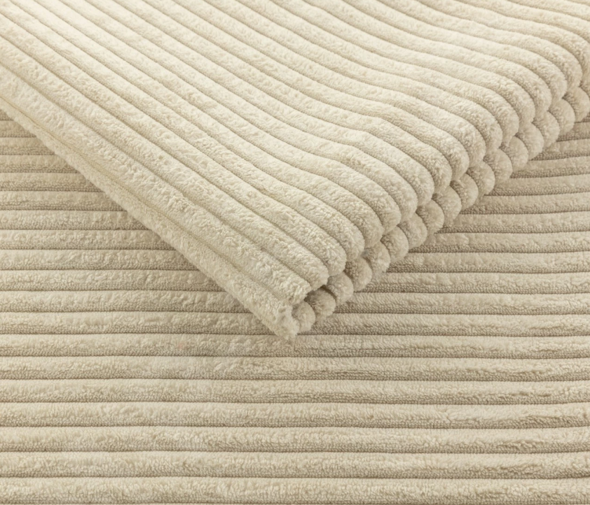 Ecksofa TREVIO L-Form mit Schlaffunktion und Bettkasten, Wolken-Design - Beige, Stoff Poso 105