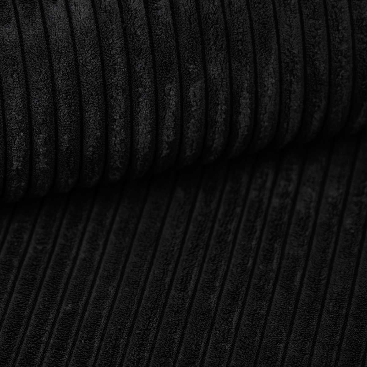 Ecksofa DANI U – Großes Familiensofa in U-Form, bequeme Couch für Wohnzimmer mit Cordstoff POSO, Schwarz Poso 135
