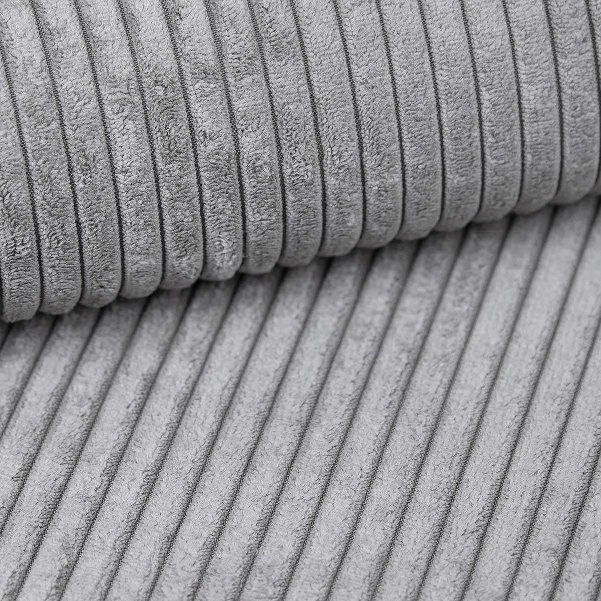 Ecksofa DANI U – Großes Familiensofa in U-Form, bequeme Couch für Wohnzimmer mit Cordstoff POSO, Grau Poso 55