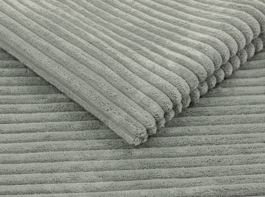 Ecksofa TREVIO L-Form mit Schlaffunktion und Bettkasten, Wolken-Design - Taubengrau, Stoff Poso 55