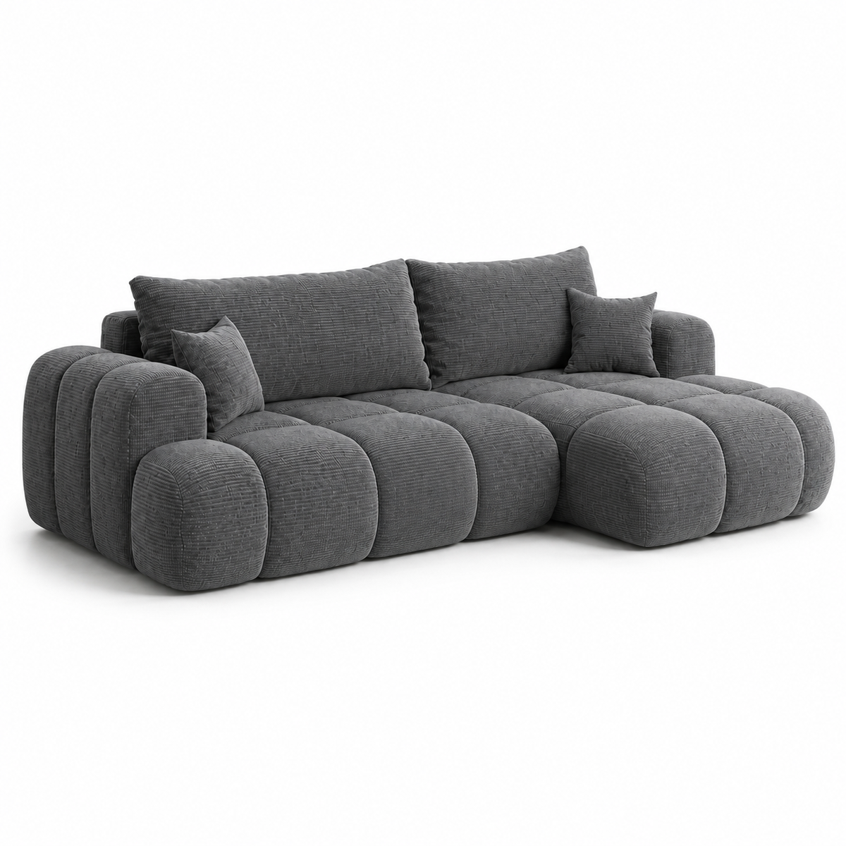 Ecksofa TREVIO L-Form mit Schlaffunktion und Bettkasten, Wolken-Design - Dunkelgrau, Stoff Poso 60