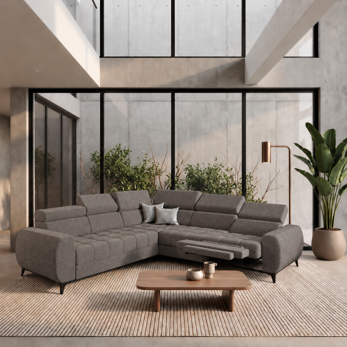 PORTO II RELAX Ecksofa in Grau, Gemma 85
