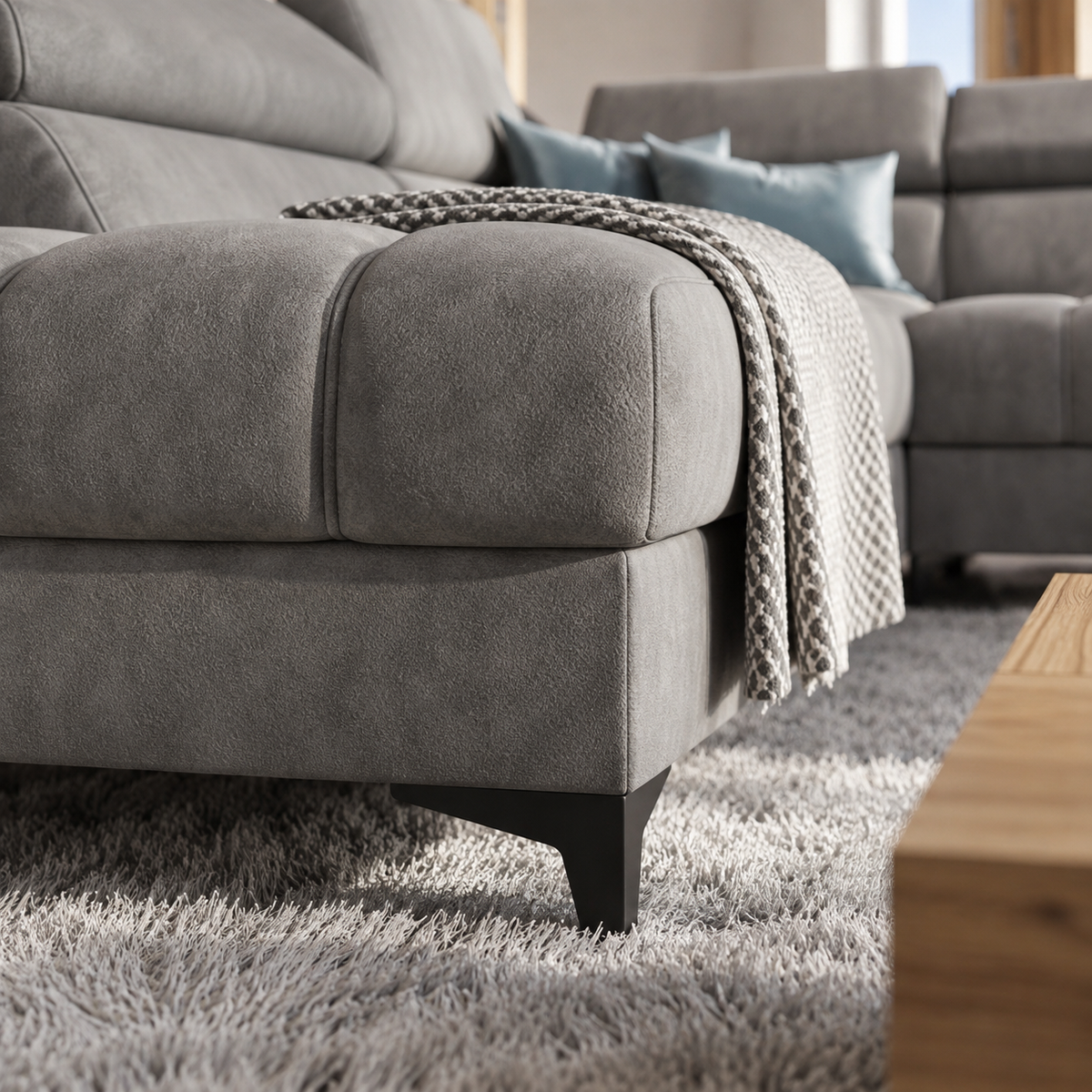 Porto Max I Relax Ecksofa mit elektrischer Relaxfunktion, Schlaffunktion und verstellbaren Kopfstützen, Echtleder K-31 - Kognak, Braun