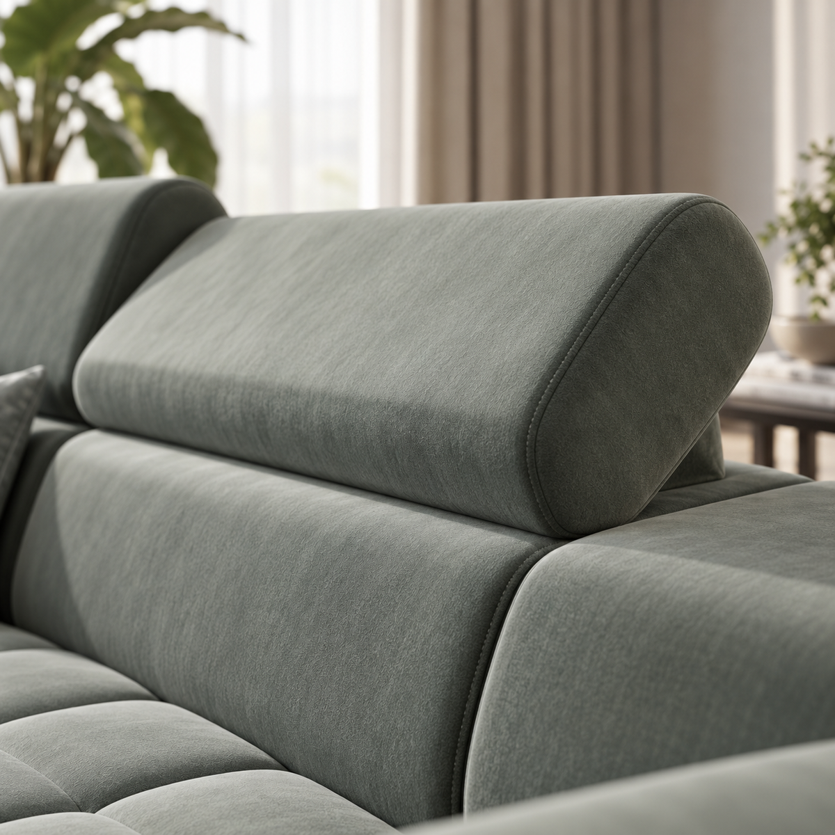 Porto Mini Ecksofa mit Schlaffunktion, verstellbaren Kopfstützen und Bettkasten – Moly 80, Grau