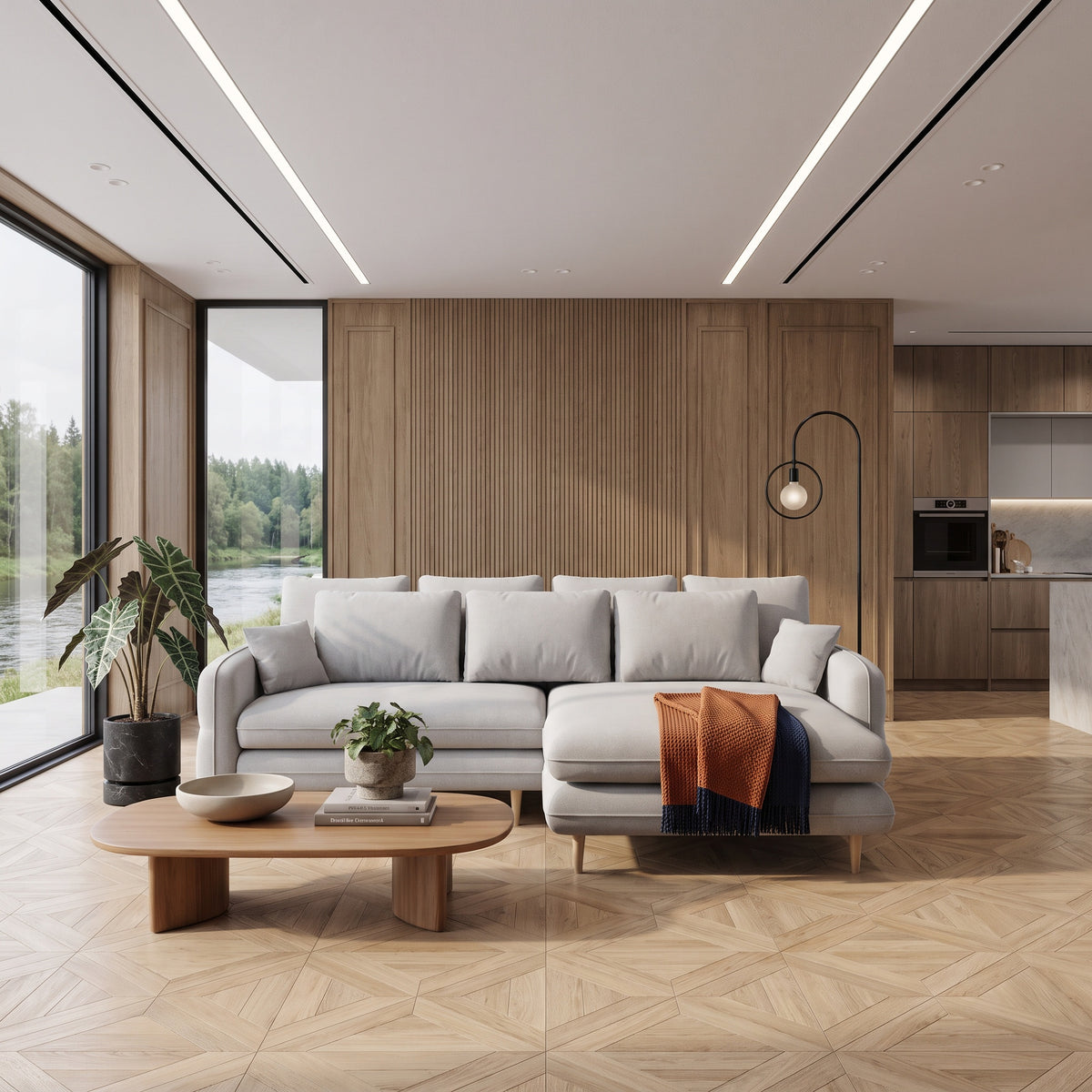 SALLY Ecksofa in Ecru / Hellbeige, Sorella 03