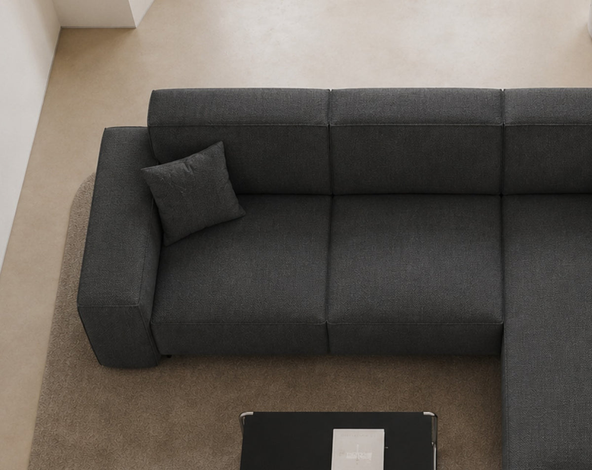 Ecksofa LUGA L HILLS – elegantes Designer-Ecksofa in L-Form mit Polsterstoff ARTICO für modernes Wohnen - Anthrazit, Grau