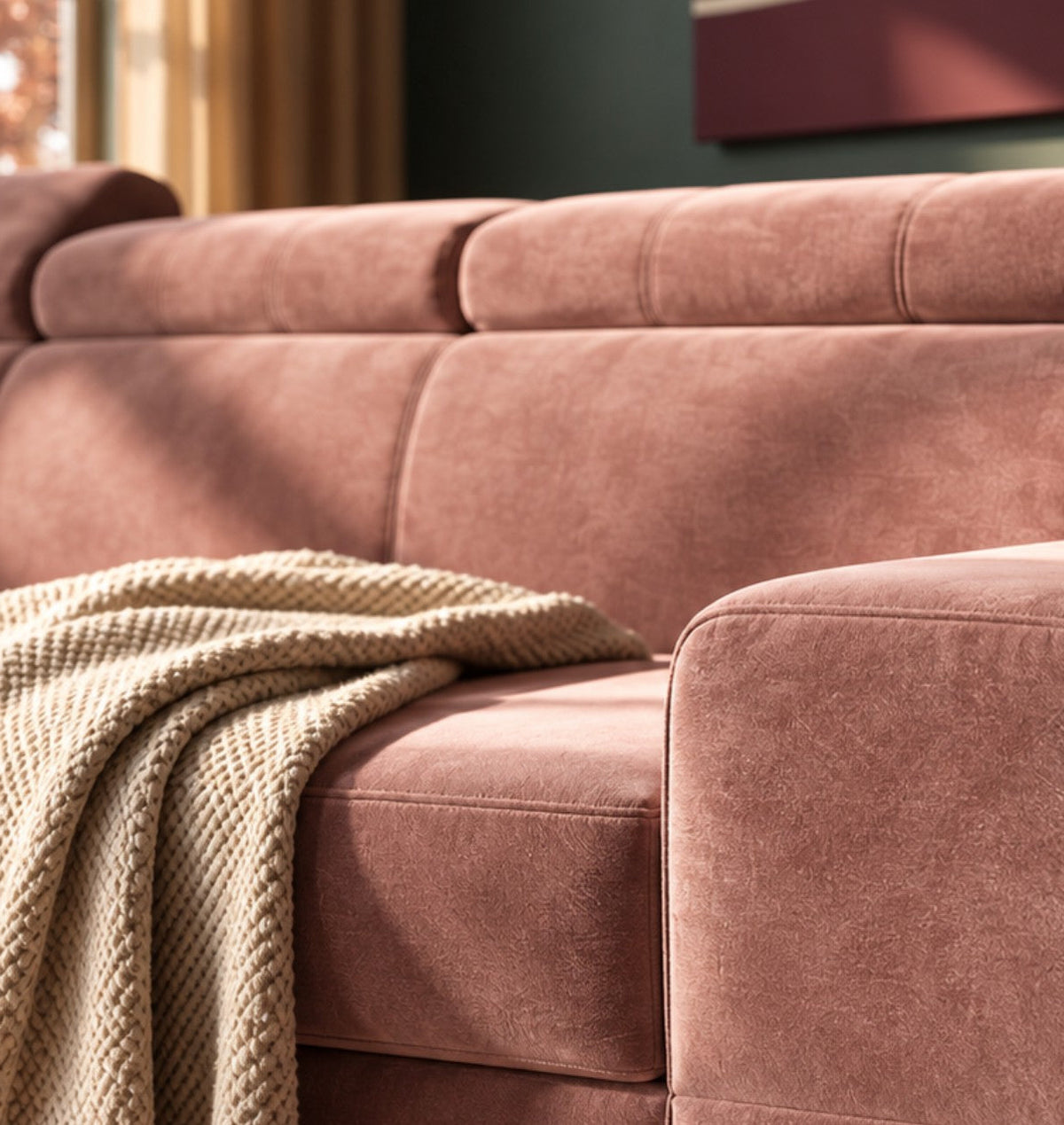 Ecksofa ROYAL mit Schlaffunktion 295x185 cm ROSA Terra 61 LINKS