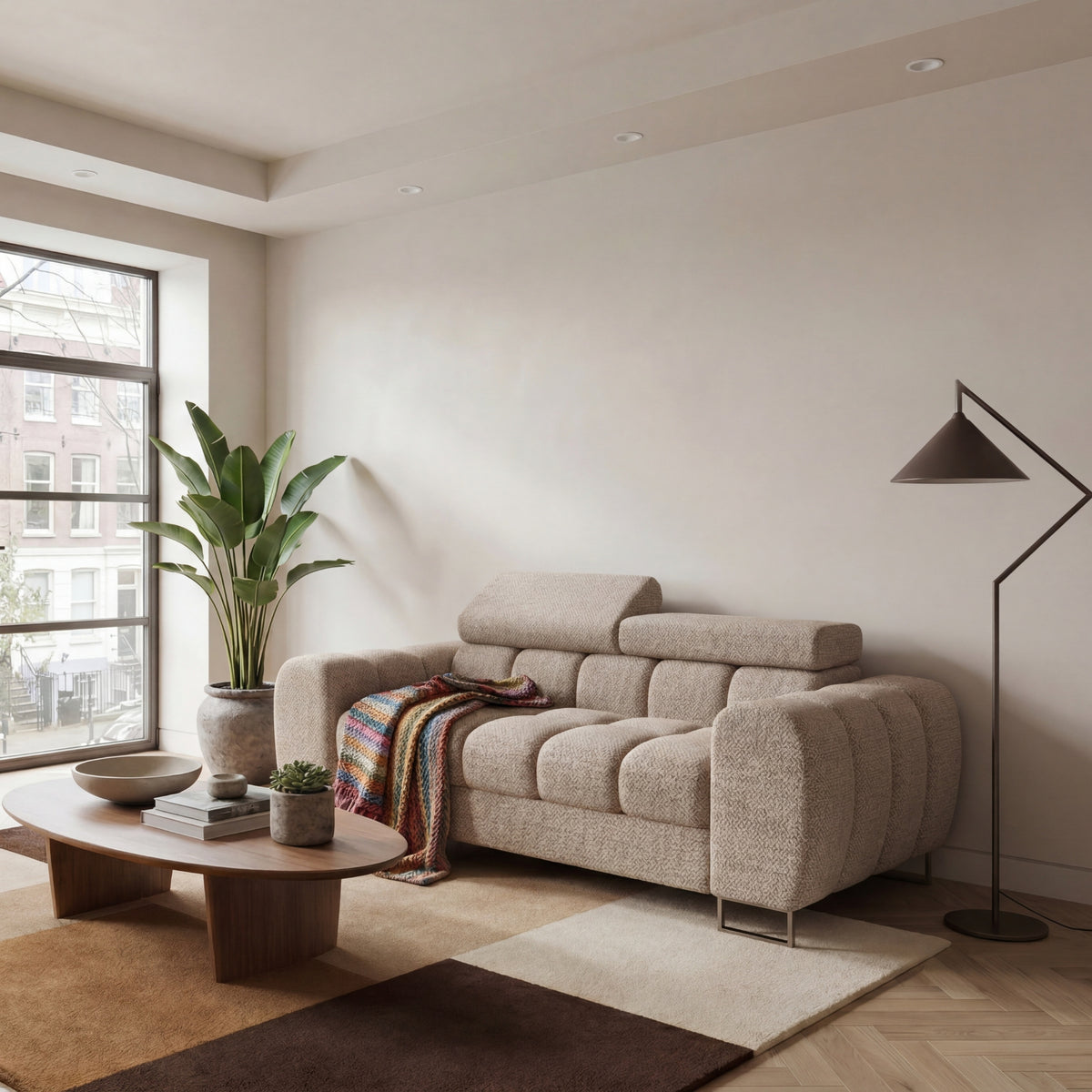Sofa ASPEN II 2-Sitzer verstellbare 195 cm Kopfstützen Beige (Gemma 06)