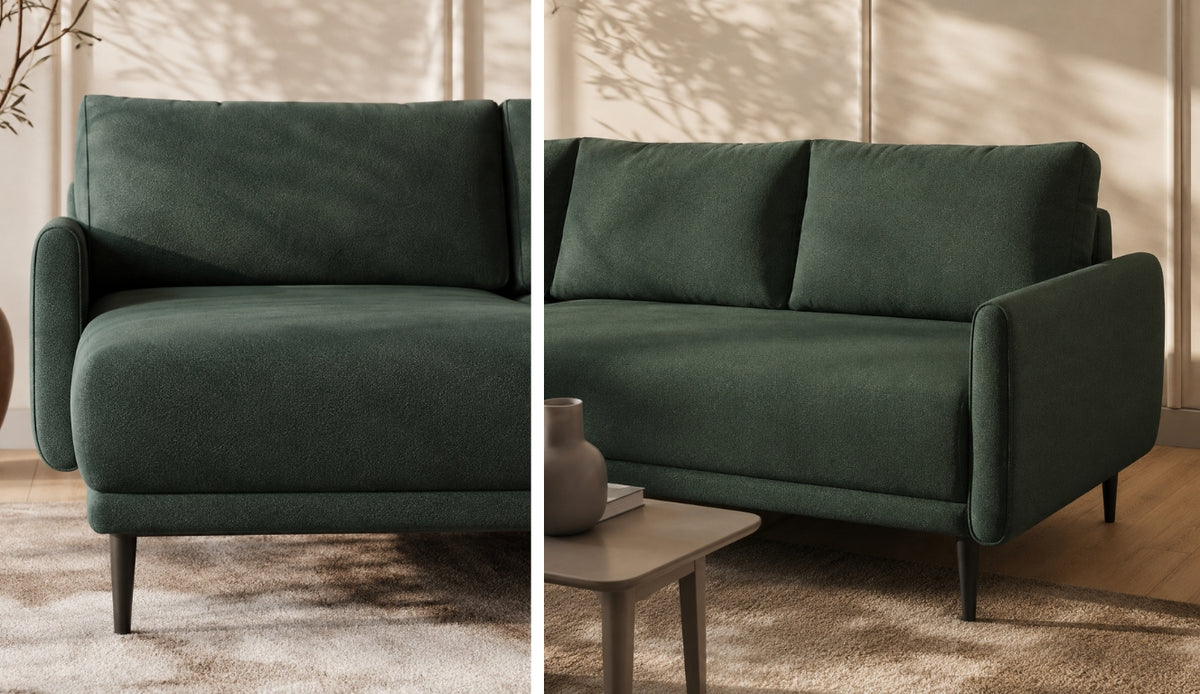 Ecksofa SOHO S mit Schlaffunktion, Rückenkissen lose, modernem Design und Bettkasten Beige (Austin 2)