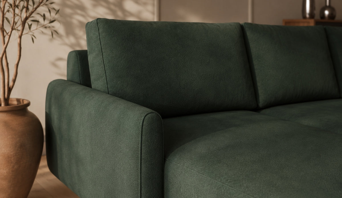 Ecksofa SOHO S mit Schlaffunktion, Rückenkissen lose, modernem Design und Bettkasten Beige (Austin 2)