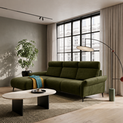 Ecksofa STEVIO – mit elektrischer Relaxfunktion, modernes Design - Olive (Aphrodite 12)