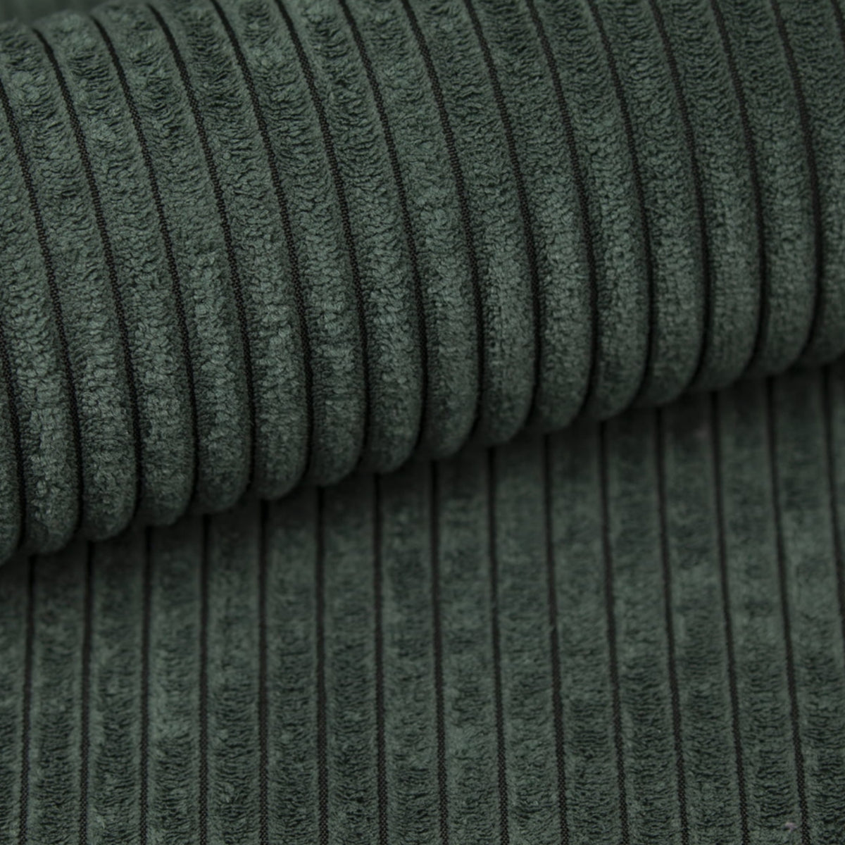 Ecksofa TREVIO L-Form mit Schlaffunktion und Bettkasten, Wolken-Design - Dunkelgrün, Stoff Poso 14