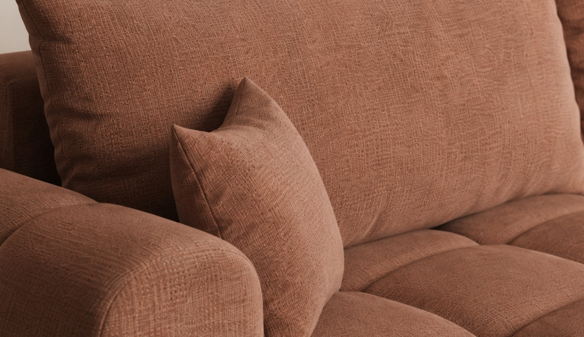 Ecksofa TREVIO L-Form mit Schlaffunktion und Bettkasten, Wolken-Design - Beige, Stoff Cremona 14
