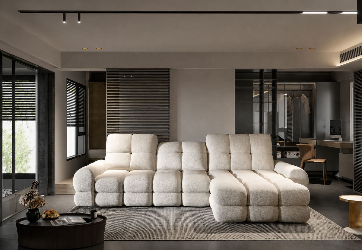Ecksofa mit elektrischer Sitzverstellung TOLLO MINI Schlaffunktion Bettkasten 283x171 - Creme (Quelle 02)
