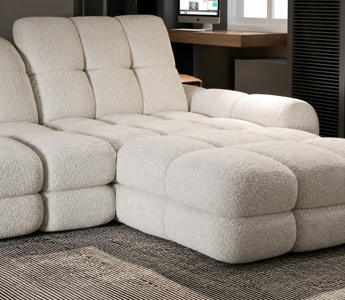 Ecksofa mit elektrischer Sitzverstellung TOLLO MINI Schlaffunktion Bettkasten 283x171 - Creme (Quelle 02)