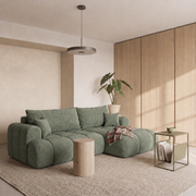 Ecksofa TREVIO L-Form mit Schlaffunktion und Bettkasten, Wolken-Design - Dunkelgrün, Stoff Cremona 39