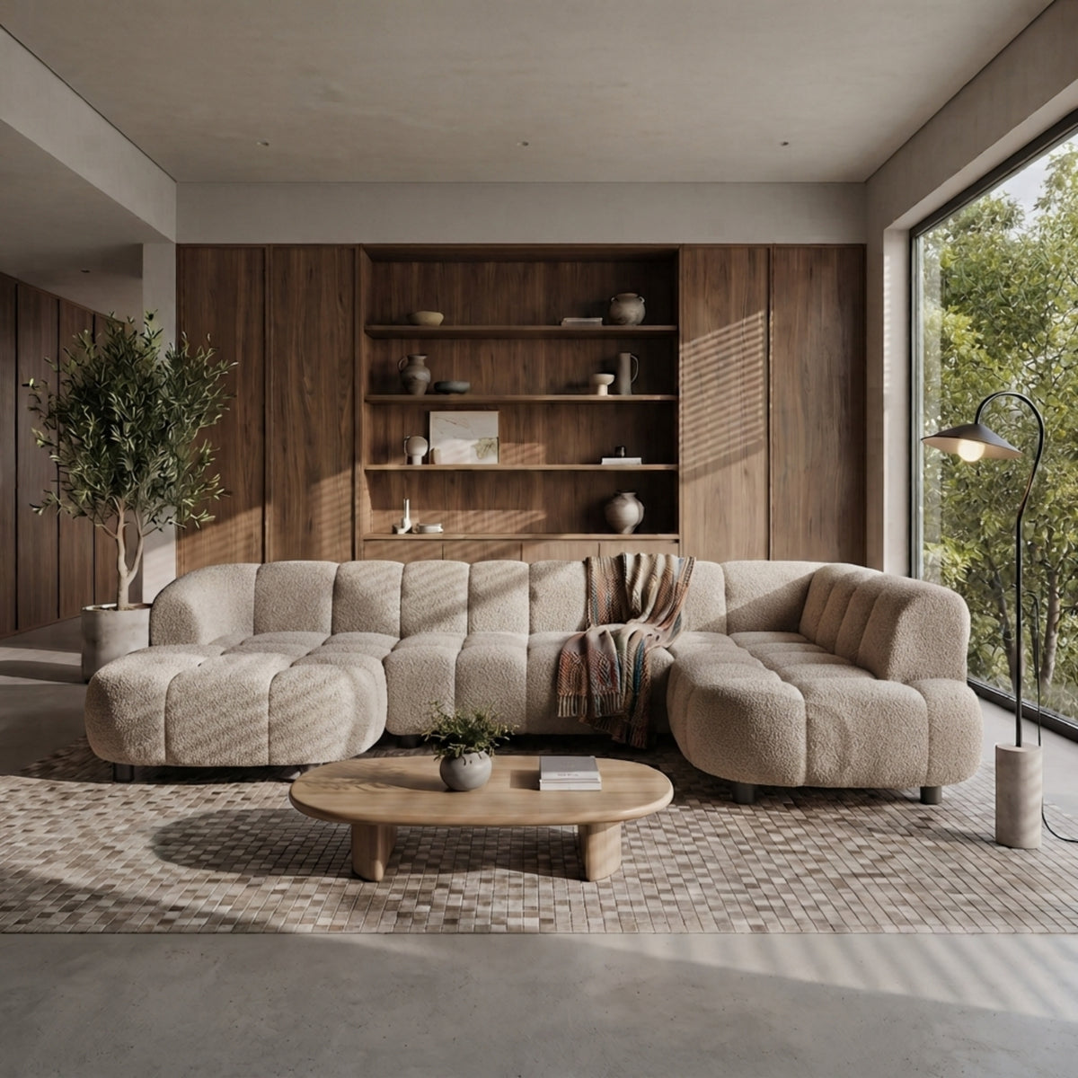 VELPA XL Ecksofa in Beige, Stoff Loop 03