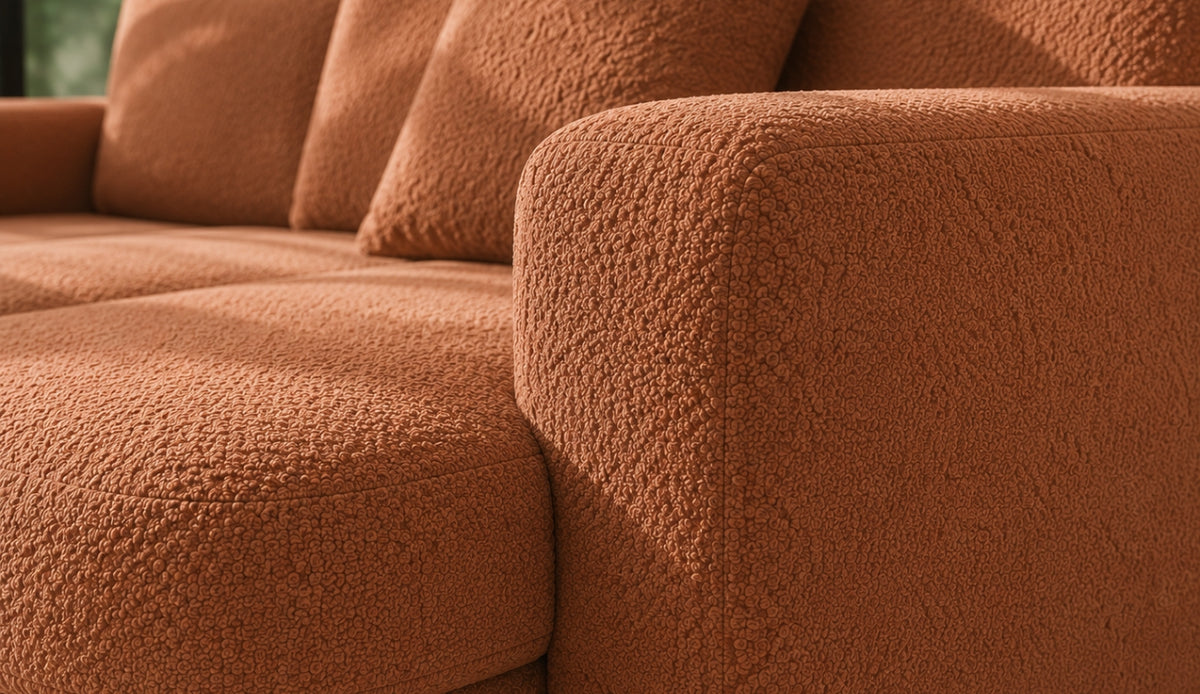 VERONA U Ecksofa mit Schlaffunktion – großes U-Sofa mit Bettkasten, feinem FARO Stoff & höchstem Sitzkomfort - Braun