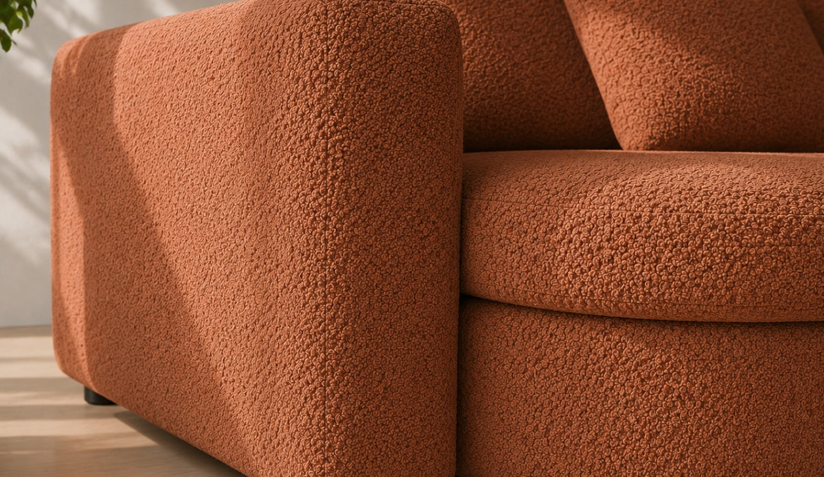 VERONA U Ecksofa mit Schlaffunktion – großes U-Sofa mit Bettkasten, feinem FARO Stoff & höchstem Sitzkomfort - Braun