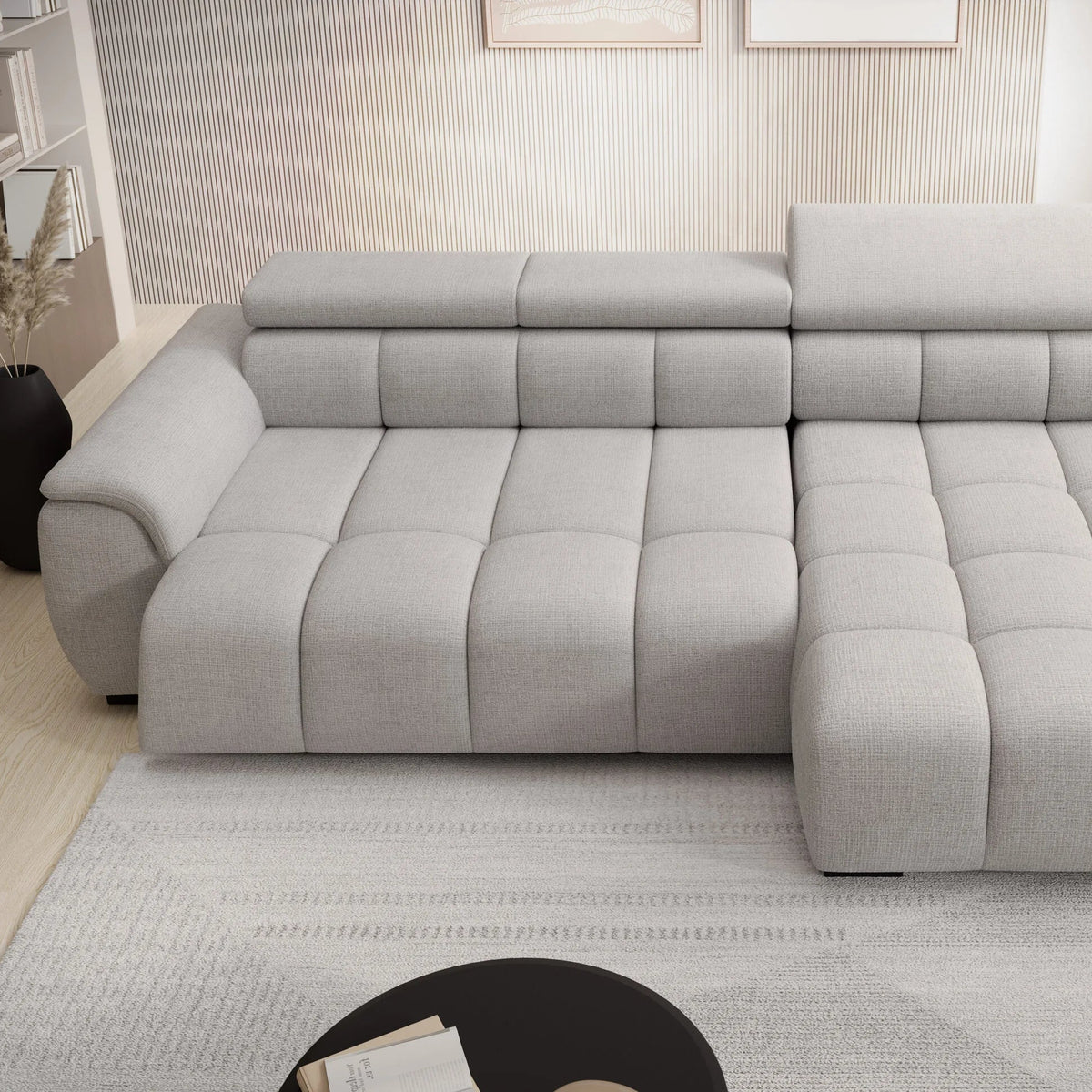 Ecksofas mit verstellbarer Sitztiefe