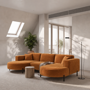 PARMA U HILLS Ecksofa – Sofa mit Stoff Noel, modernes Design, 299 cm - Ziegel (Noel 12)