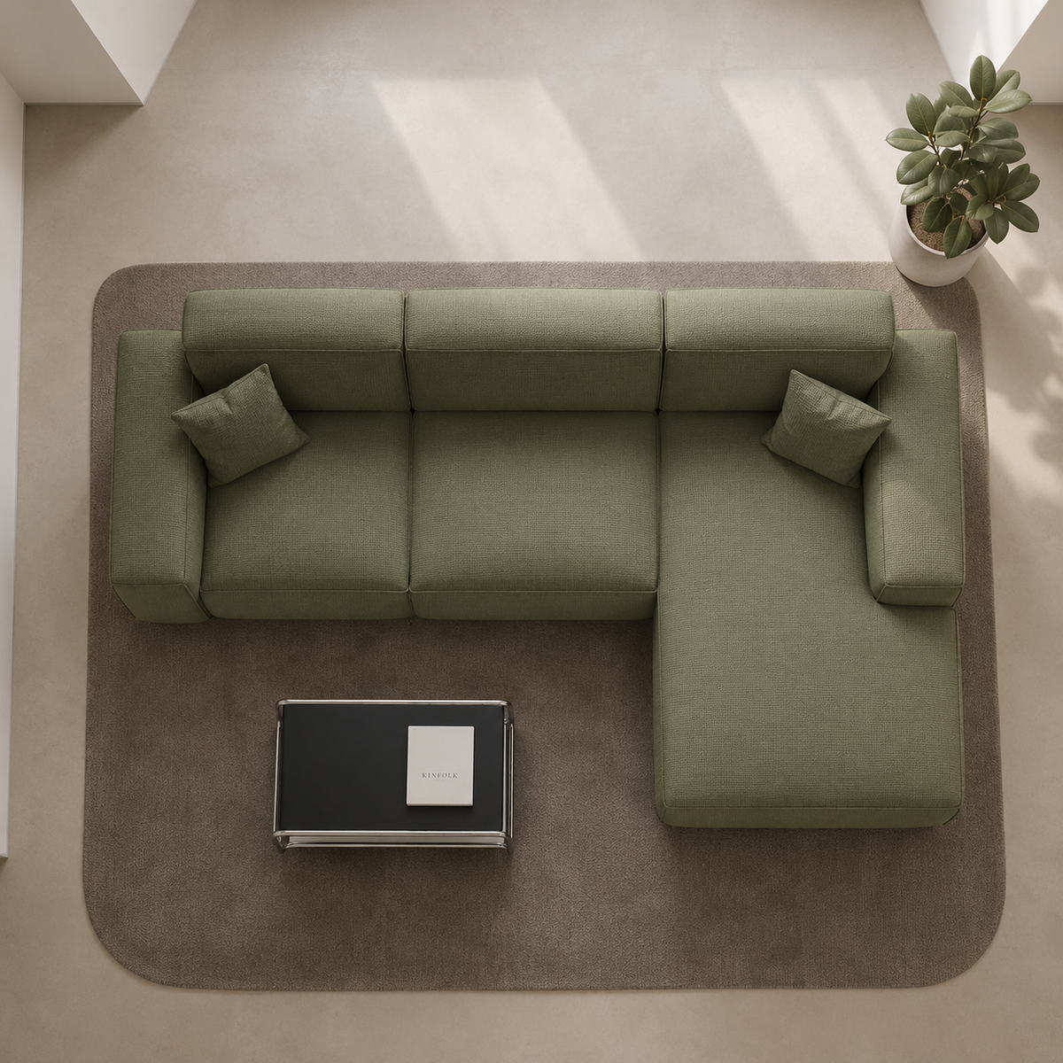 Ecksofa LUGA L HILLS – elegantes Designer-Ecksofa in L-Form mit Polsterstoff ARTICO für modernes Wohnen - Grün