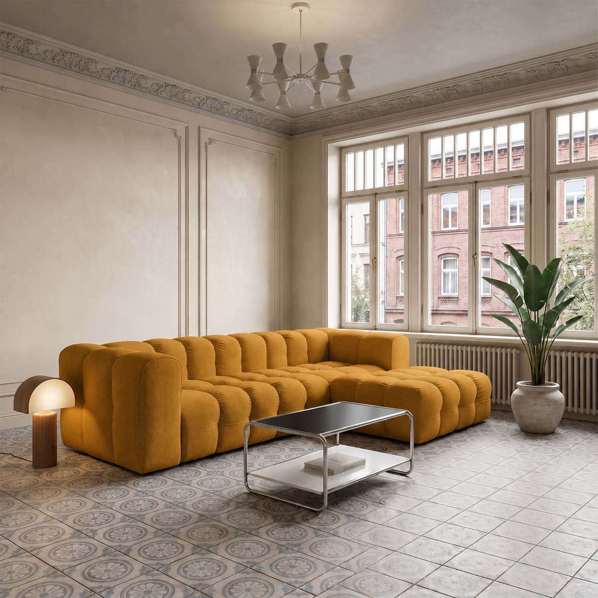 BALOO L Ecksofa, Tiffany 08, Senf