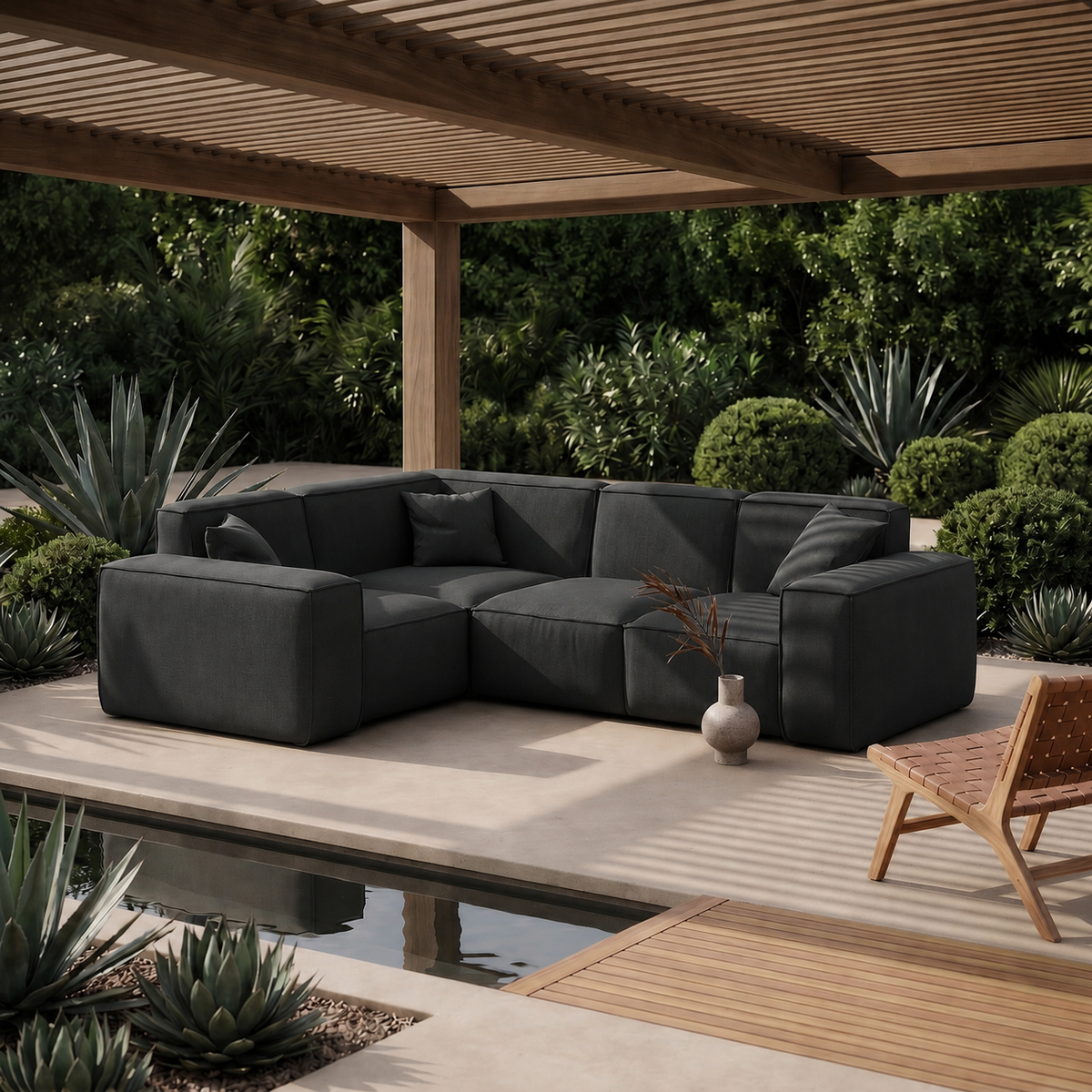PATIO Gartenecksofa Ecksofa Garten 246 cm groß komfortabel wetterfest, Anthrazit Dunkelgrau