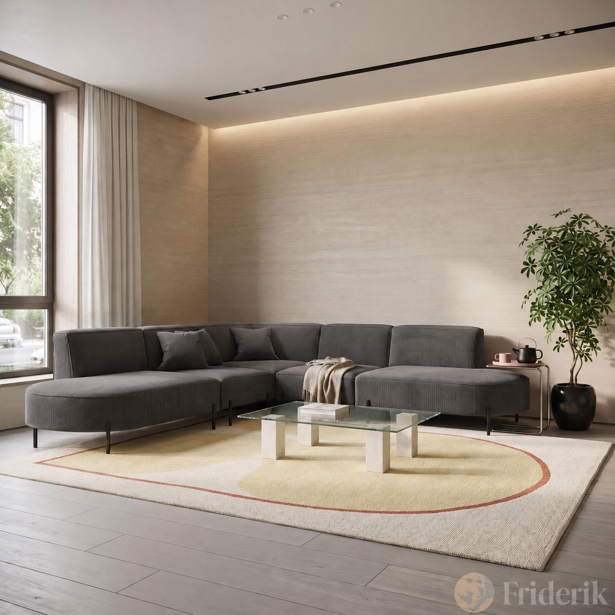 PARMA Corner HILLS Ecksofa – modernes Design, bequemer Komfort & Cordstoff - Stoff Scala - Anthracite, Dunkelgrau