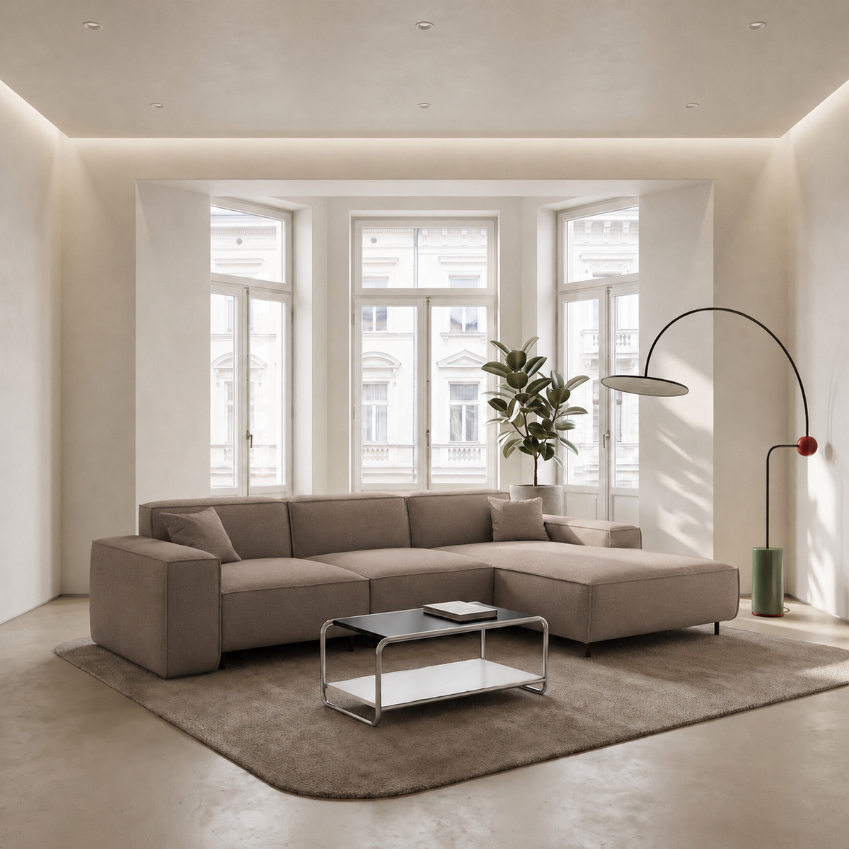 LUGA L HILLS Ecksofa, Tiffany 29, Taupe