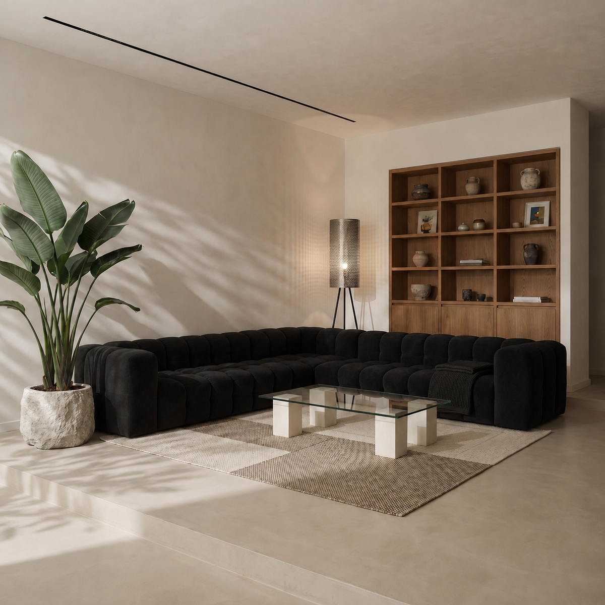 BALOO CORNER Ecksofa 330x330 cm, Tiffany 20, Schwarz