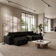 Ecksofa CAPRI U Wohnlandschaft mit Schlaffunktion Bettkasten Schwarz Universall (Neve 100)
