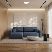 Ecksofa CAPRI L mit Schlaffunktion Bettkasten Marineblau Universall (Neve 74)