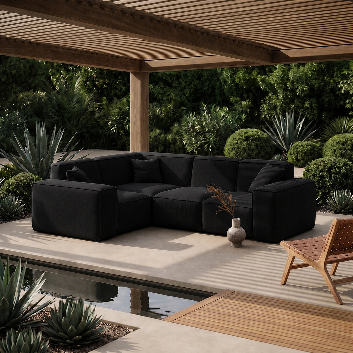 PATIO Gartenecksofa Ecksofa Garten 246 cm groß komfortabel wetterfest, Schwarz