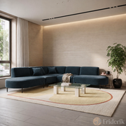 PARMA Corner HILLS Ecksofa – luxuriöser Velours NOEL mit Schattierungseffekt - Dunkelblau (Noel 16)