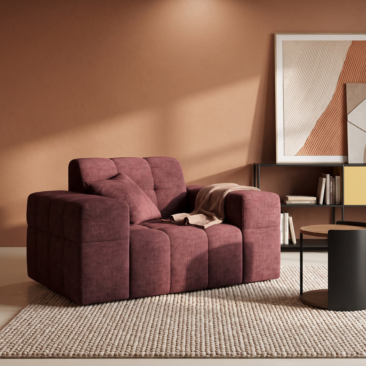 Sessel BALIA 1-Sitzer Chenille Rotwein Stoff (Perfect Harmony 59)