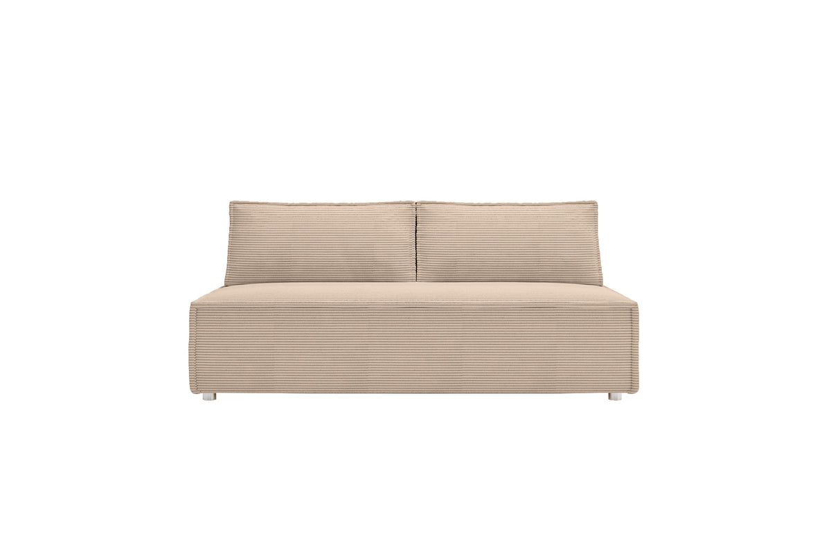 2-Sitzer Sofa LUNA mit Schlaffunktion & Bettkasten – modernes Design, Stoff POSO - Beige (POSO 02)