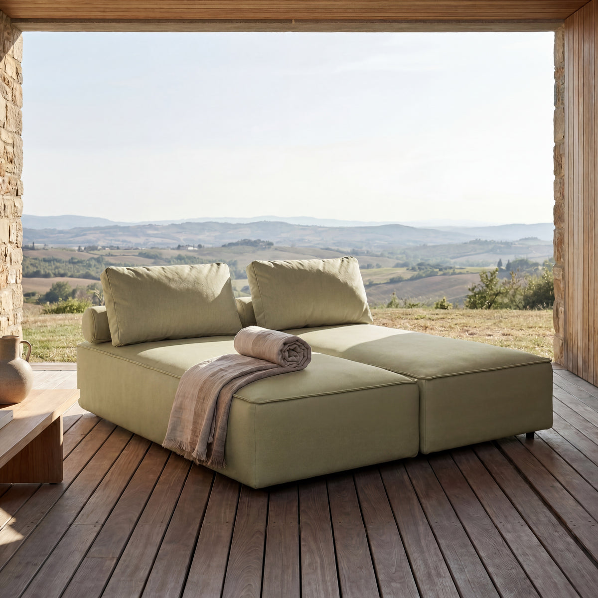 PATIO Doppel Chaiselongue luxuriös Garten bequem für den Außenbereich, Hellgrün - Lima