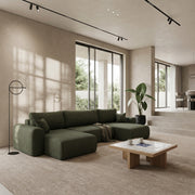 Ecksofa CAPRI U Wohnlandschaft mit Schlaffunktion Bettkasten Dunkelgrün Universall (Neve 39)
