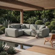 PATIO Gartenecksofa Ecksofa Garten 246 cm groß komfortabel wetterfest, Hellgrau - Cement