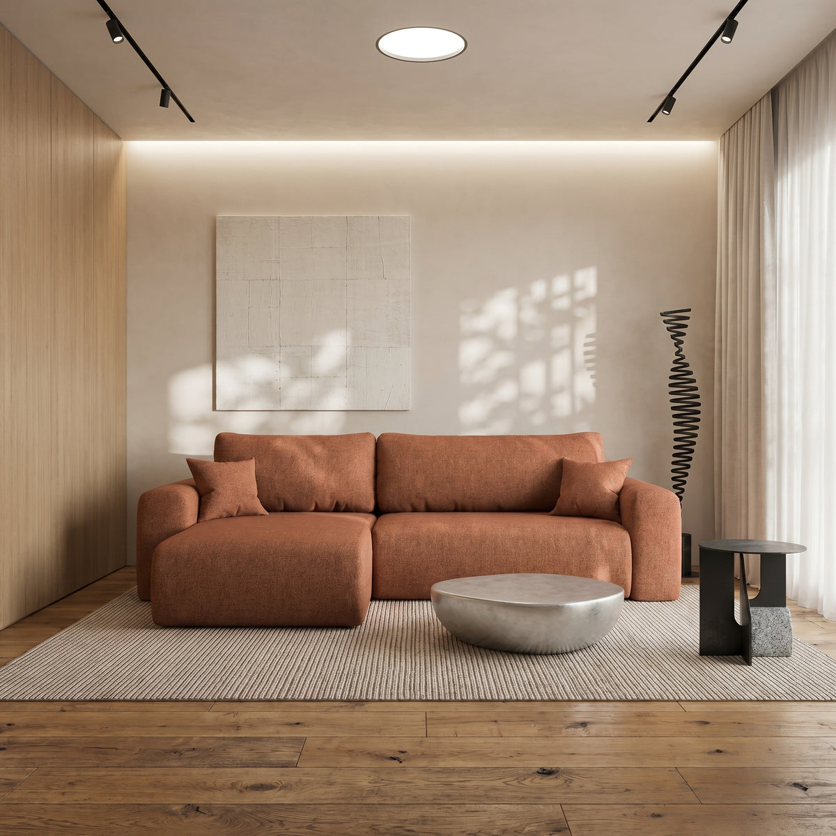Ecksofa CAPRI L mit Schlaffunktion Bettkasten Rostrot Universall (Neve 52)