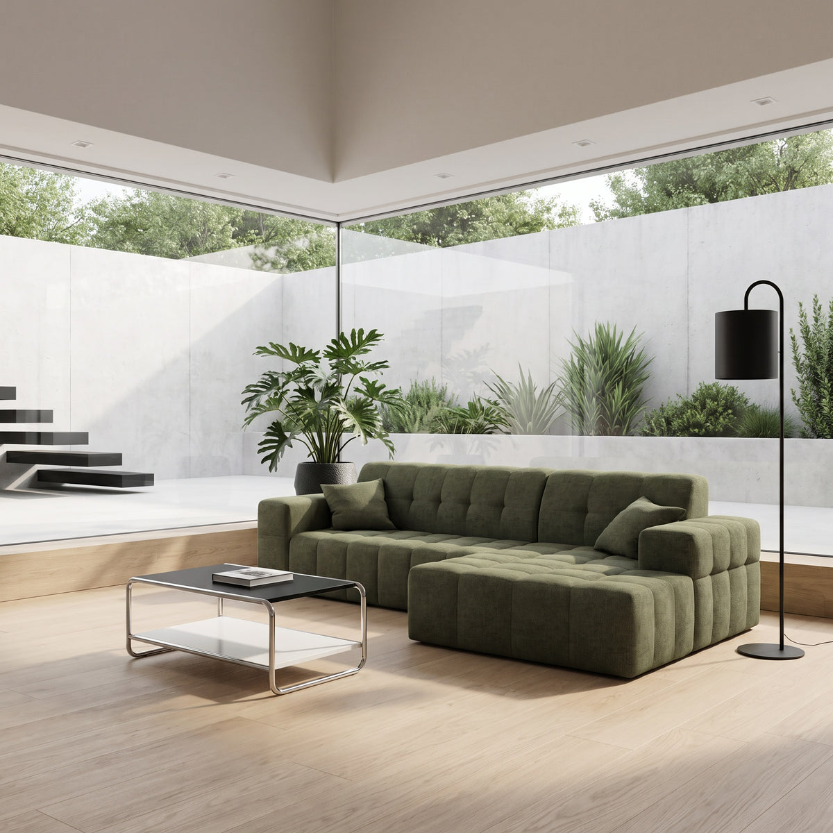 Ecksofa BALIA L 265 cm Chenille Stoff Olivgrün (Perfect Harmony 39)