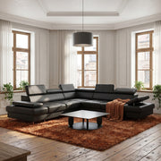 Ecksofa Echtleder GALAXY MAX 280x280 cm – Ledersofa L-Form mit Schlaffunktion & Bettkasten, Schwarz (K-70)