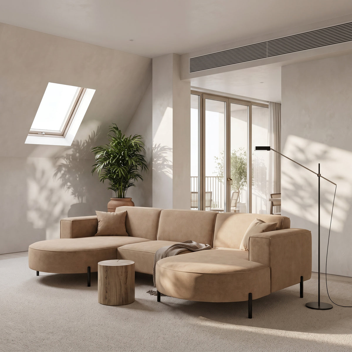 PARMA U HILLS Ecksofa – Sofa mit Stoff Noel, modernes Design, 299 cm - Braun (Noel 01)