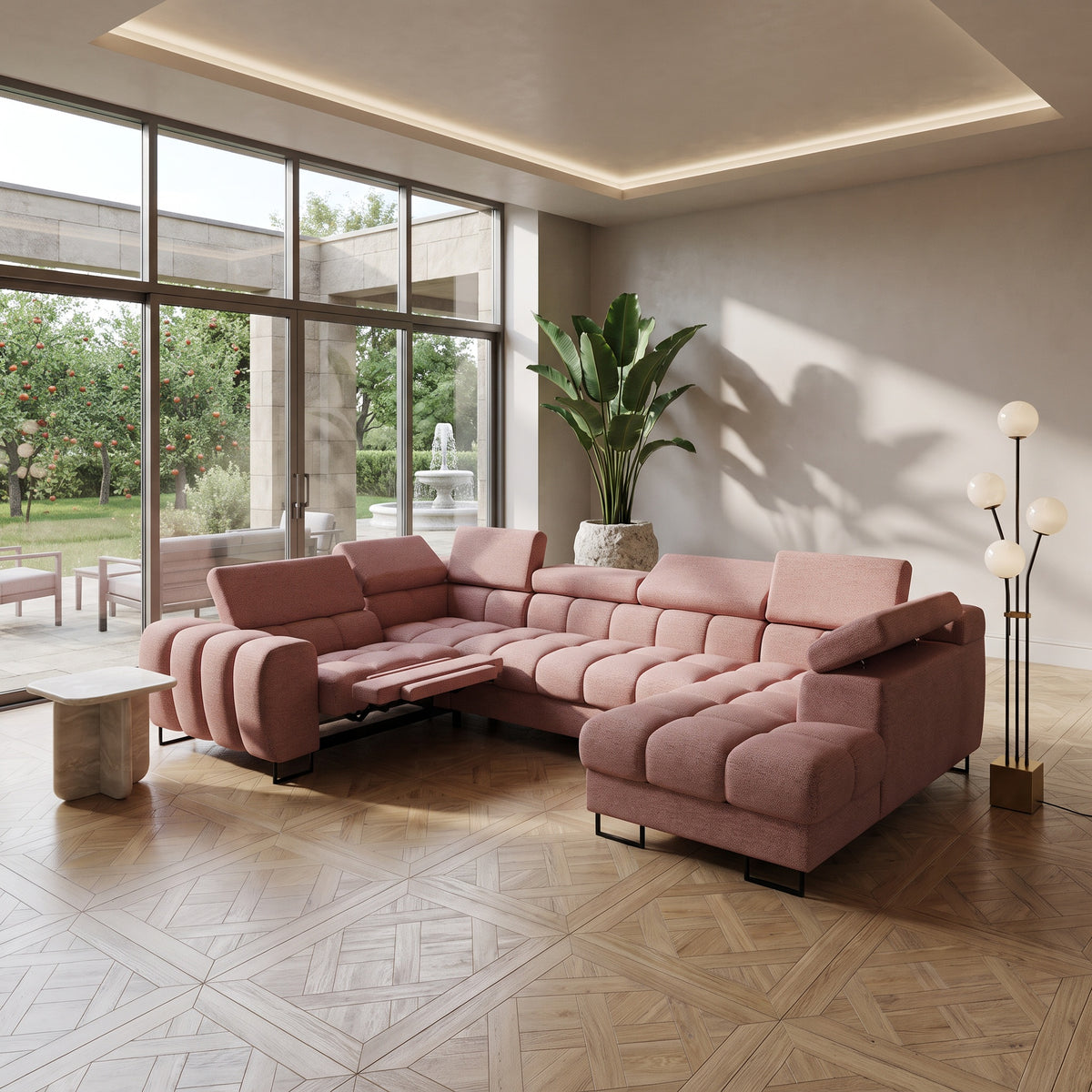 ASPEN MAX II RELAX U-Sofa in Rosa, Stoff Aragon 62