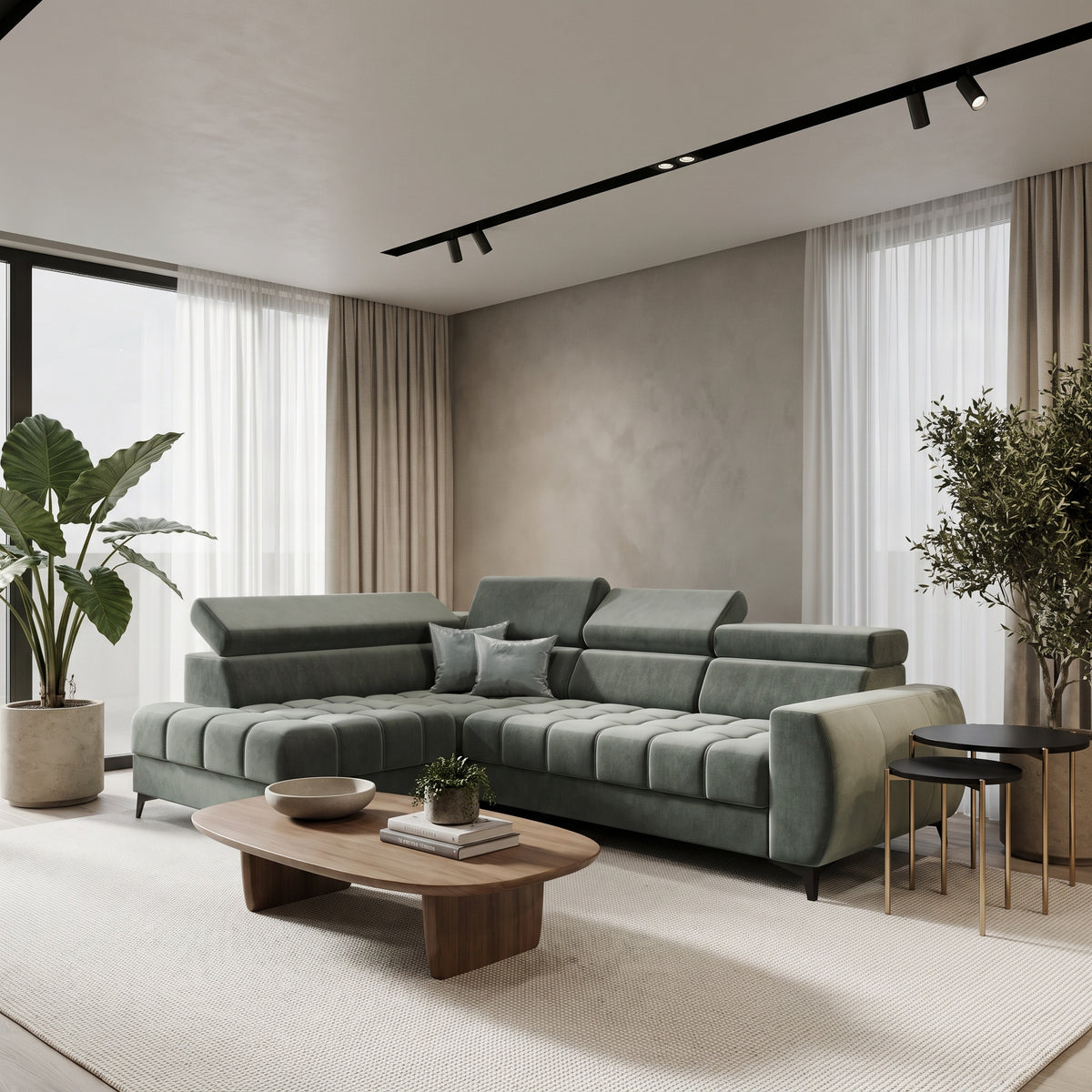 PORTO MINI Ecksofa in Türkis, Terra 72